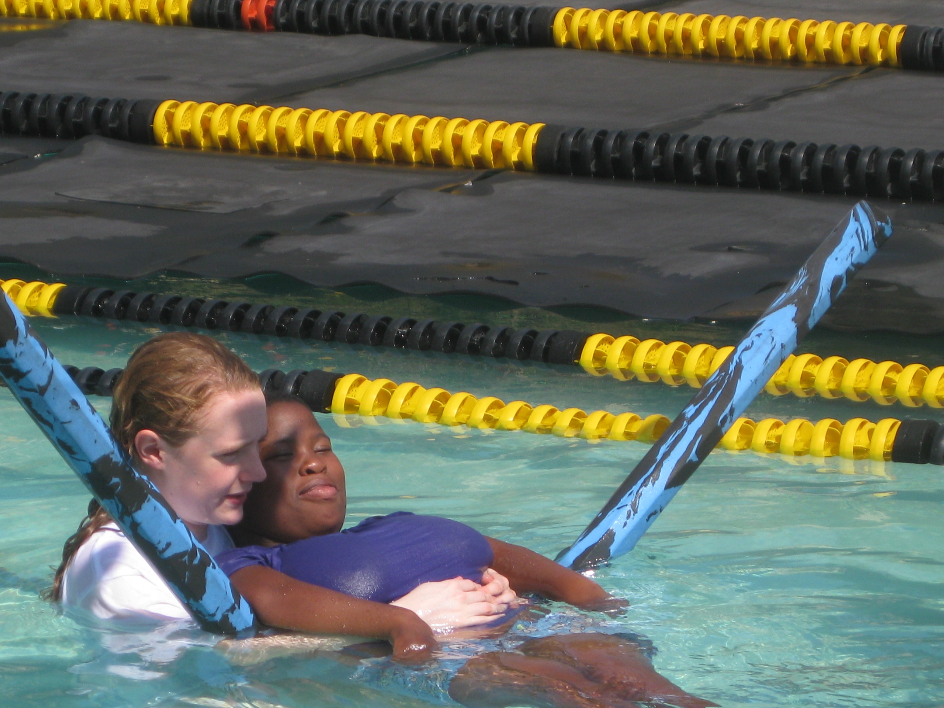 Sarah and Phila swimming